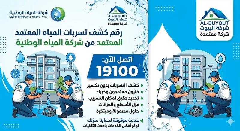 رقم تسرب المياه المعتمدة من شركة المياه