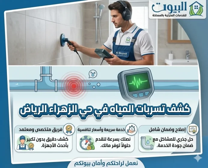 كشف تسربات المياه بحي الزهراء الرياض